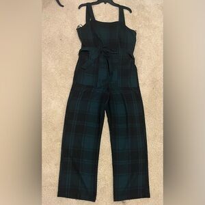 Dark green gingham romper